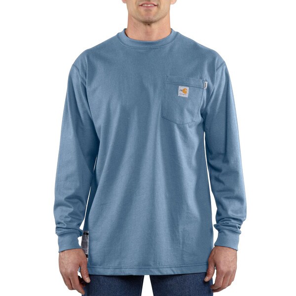 Carhartt FR Cotton Long Sleeve Closeout Shirt in Medium Blue